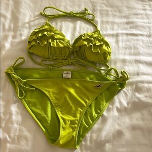 Hollister Lime Green Ruffled Bikini Set